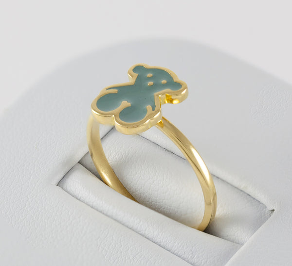 Anillo Tous en oro amarillo 18k y esmalte verde