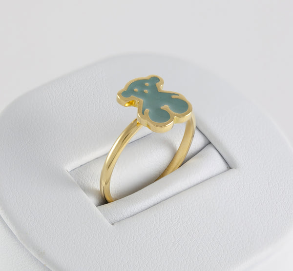 Anillo Tous en oro amarillo 18k y esmalte verde