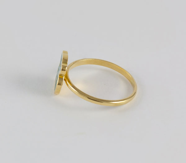 Anillo Tous en oro amarillo 18k y esmalte verde
