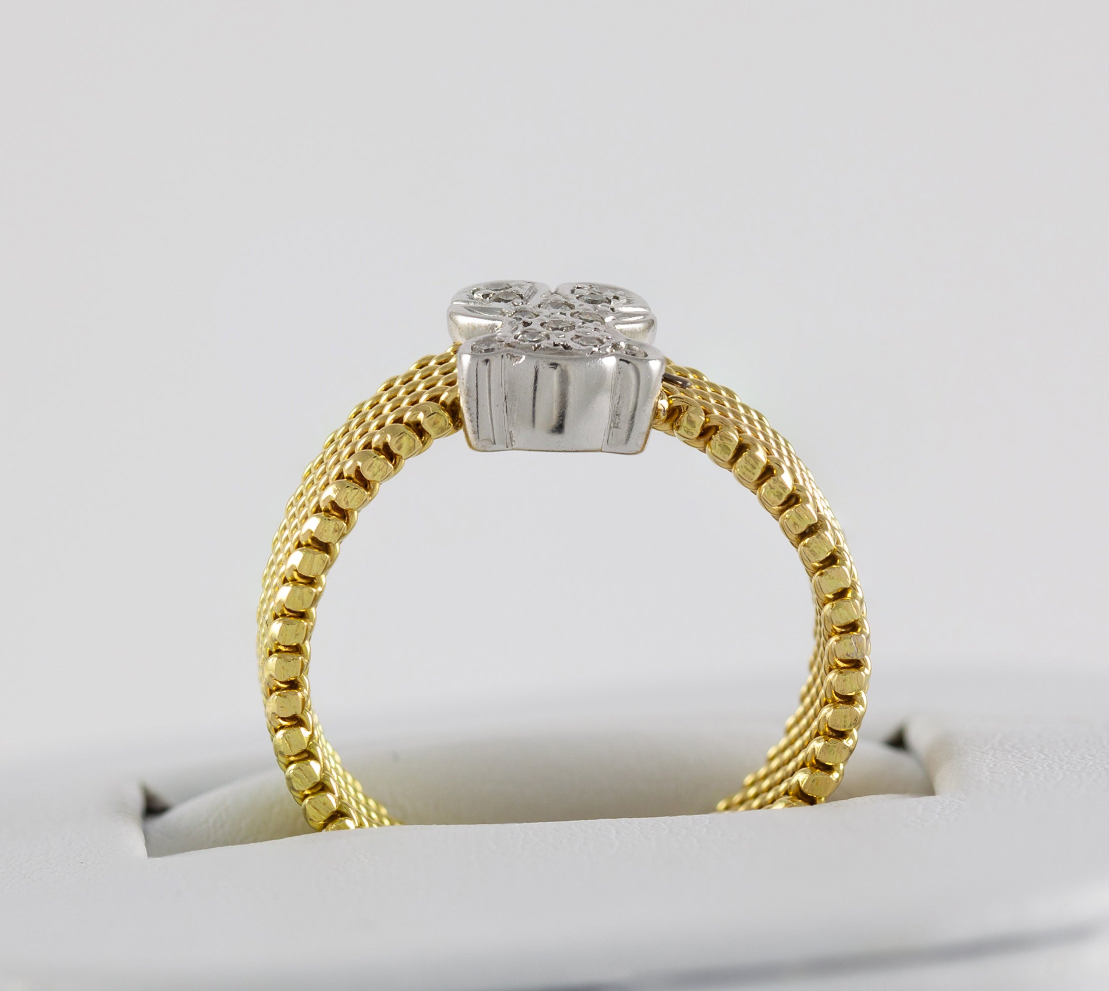 Anillo Tous Icon Mesh oro amarillo y blanco 18k con diamantes