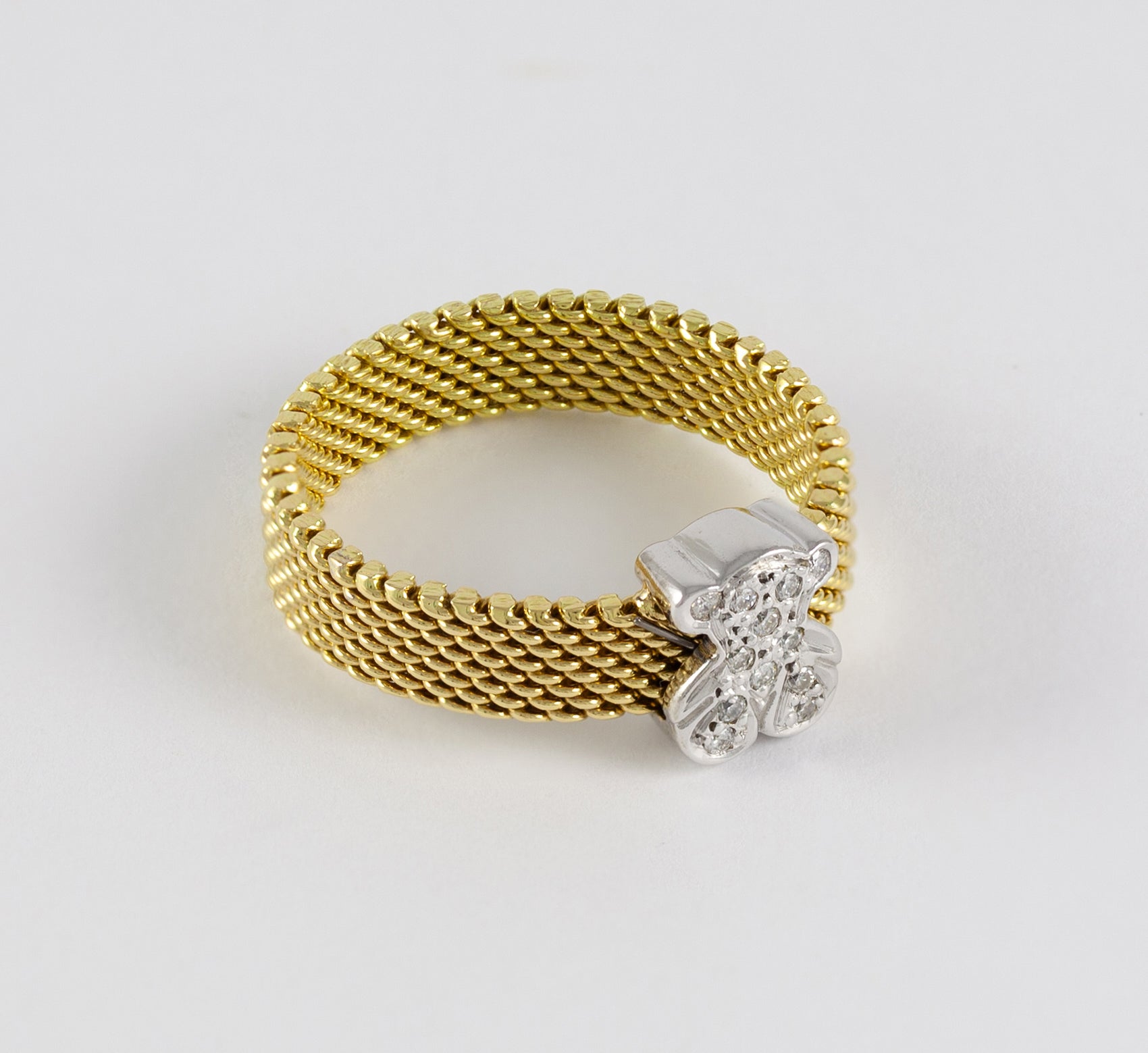 Anillo Tous Icon Mesh oro amarillo y blanco 18k con diamantes