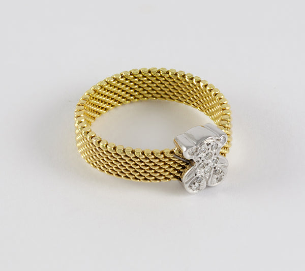 Anillo Tous Icon Mesh oro amarillo y blanco 18k con diamantes