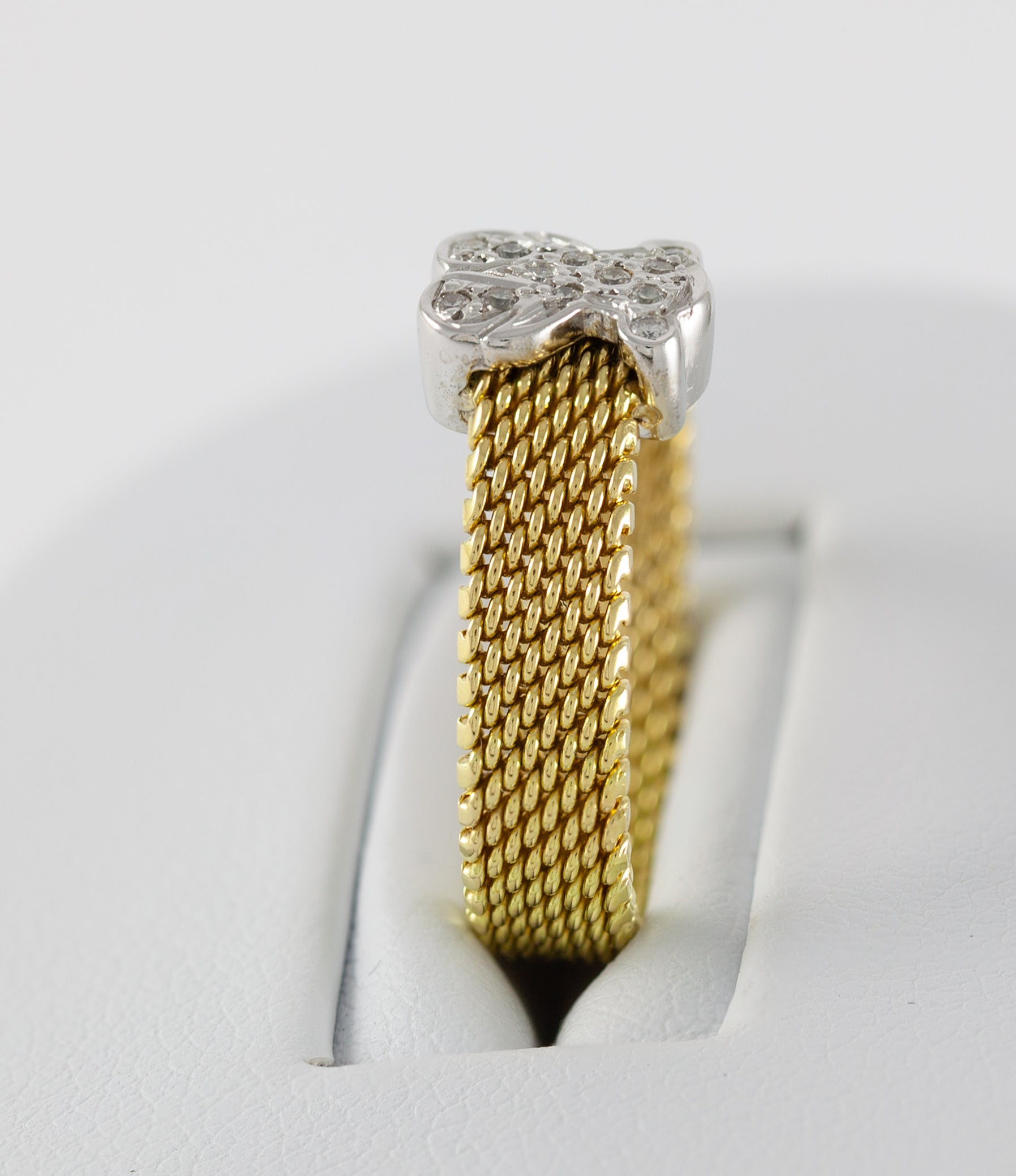 Anillo Tous Icon Mesh oro amarillo y blanco 18k con diamantes