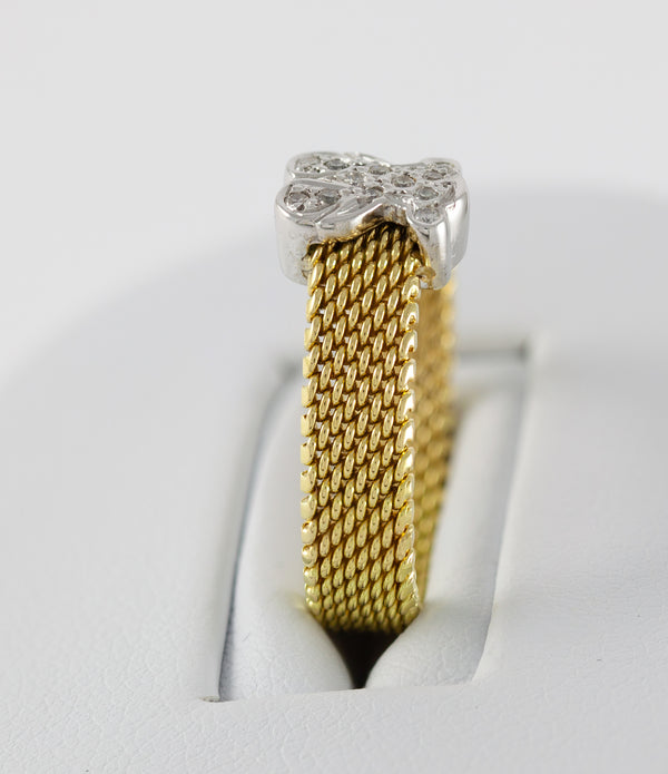Anillo Tous Icon Mesh oro amarillo y blanco 18k con diamantes