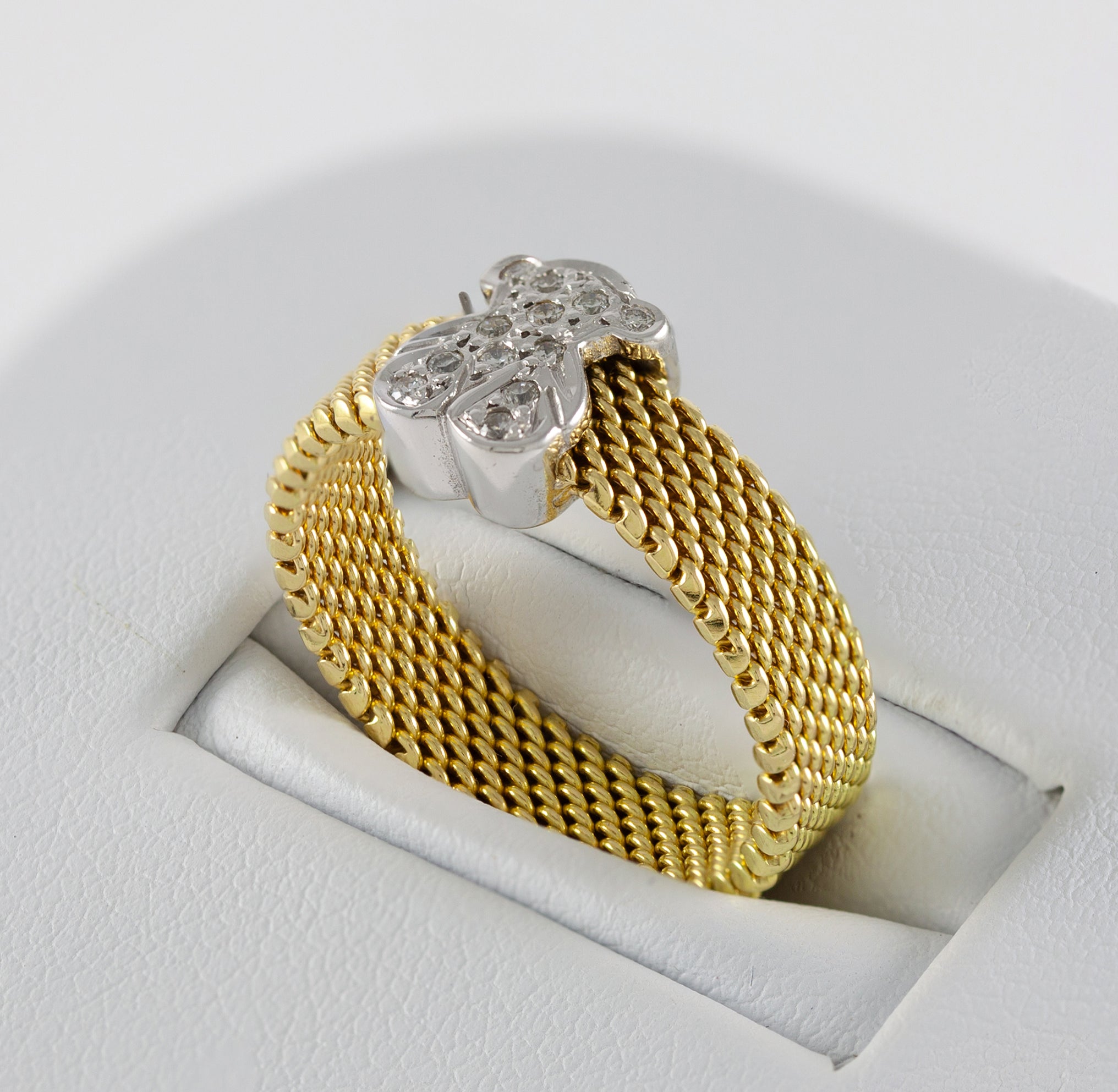 Anillo Tous Icon Mesh oro amarillo y blanco 18k con diamantes