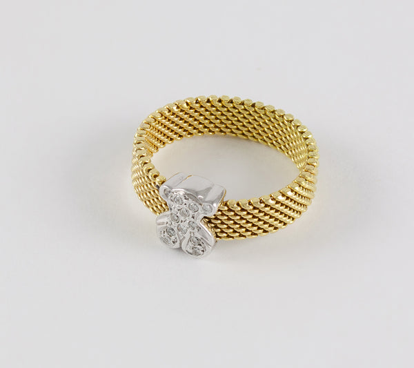 Anillo Tous Icon Mesh oro amarillo y blanco 18k con diamantes
