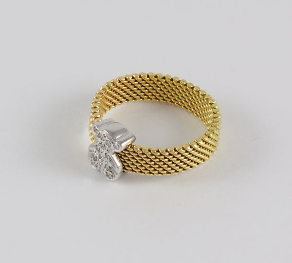 Anillo Tous Icon Mesh oro amarillo y blanco 18k con diamantes
