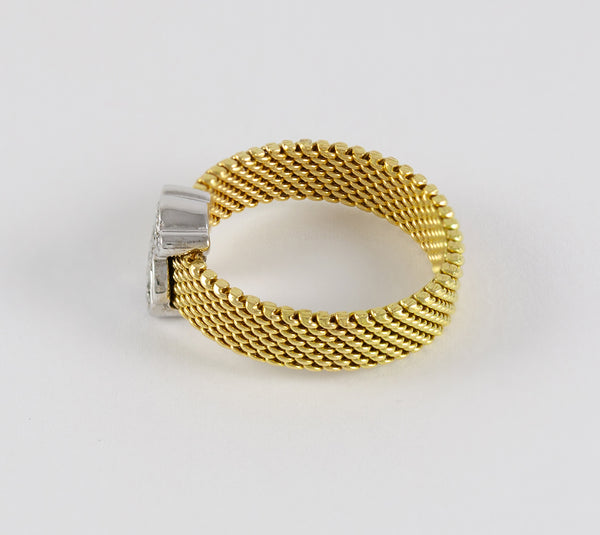 Anillo Tous Icon Mesh oro amarillo y blanco 18k con diamantes