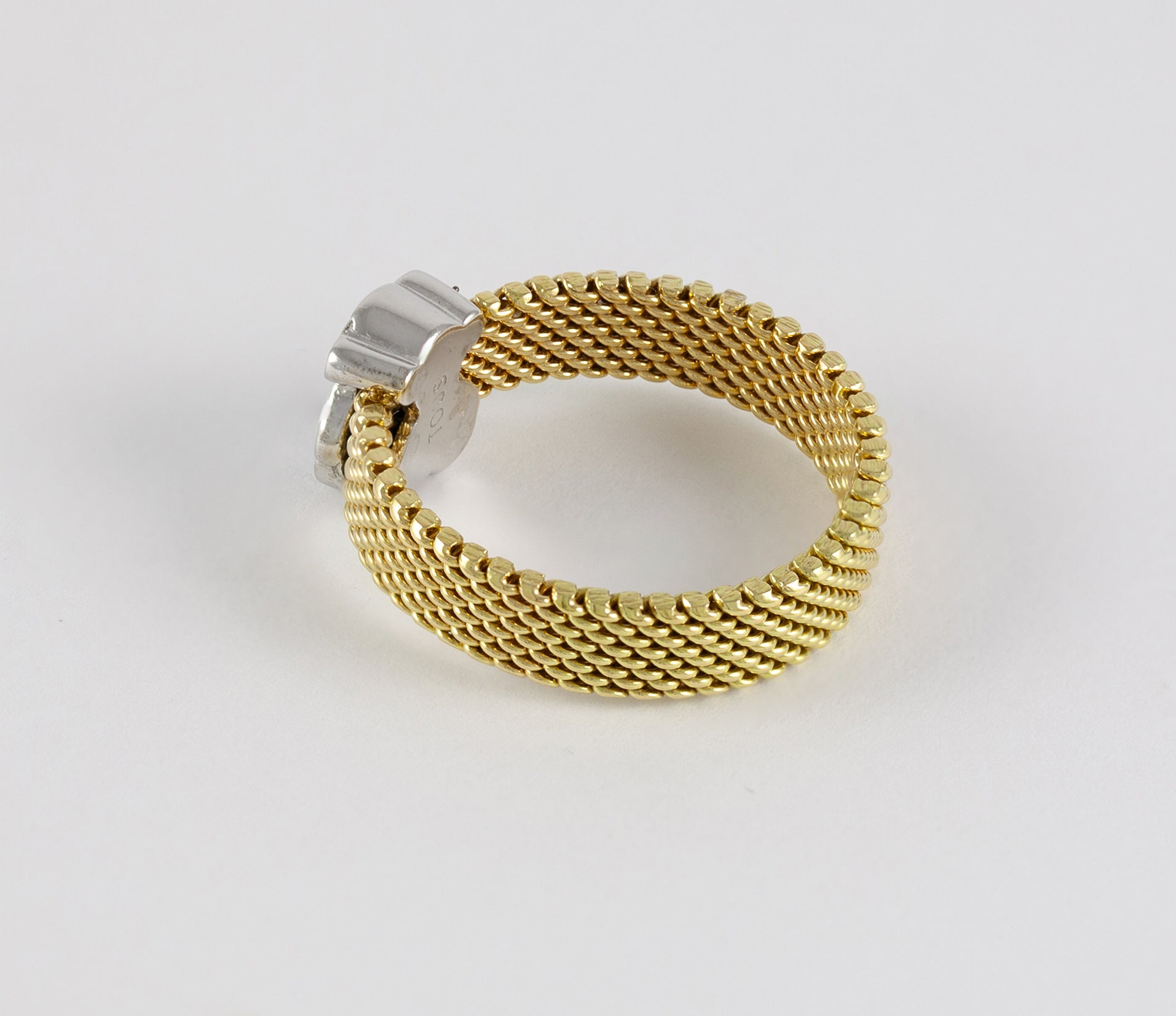 Anillo Tous Icon Mesh oro amarillo y blanco 18k con diamantes