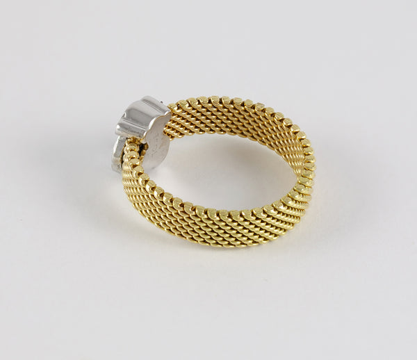 Anillo Tous Icon Mesh oro amarillo y blanco 18k con diamantes