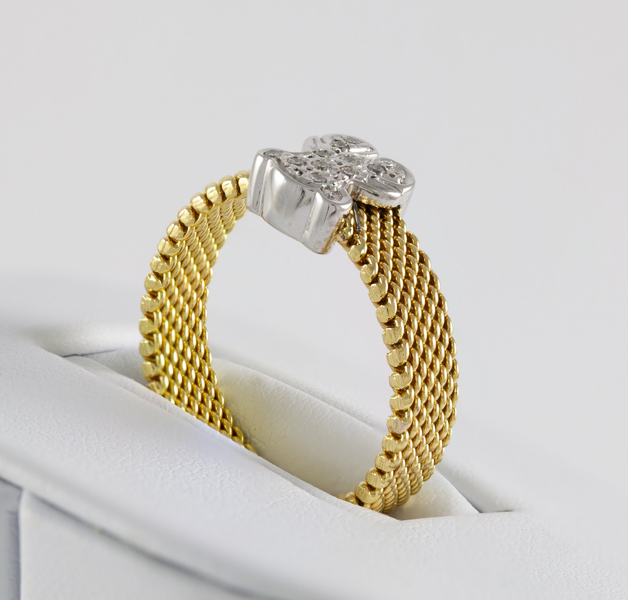 Anillo Tous Icon Mesh oro amarillo y blanco 18k con diamantes