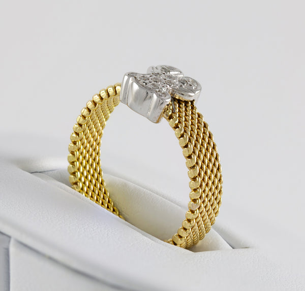 Anillo Tous Icon Mesh oro amarillo y blanco 18k con diamantes