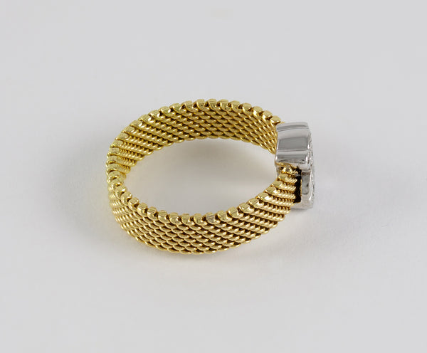 Anillo Tous Icon Mesh oro amarillo y blanco 18k con diamantes