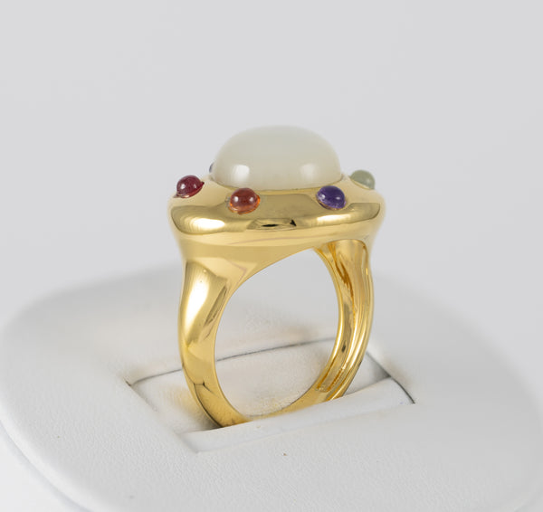 Anillo Tous Plata Vermeil con piedra luna y gemas Magic Nature