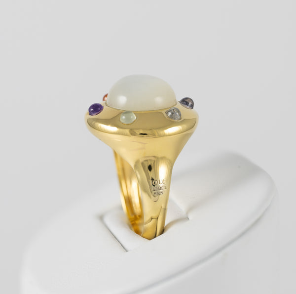 Anillo Tous Plata Vermeil con piedra luna y gemas Magic Nature