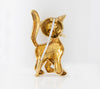 Broche antiguo gato hecho a mano en oro amarillo 18k esmaltado y jade