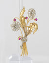 Broche antiguo en oro amarillo 18k con diamantes y amatistas(rosas de Francia)