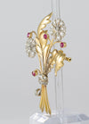 Broche antiguo en oro amarillo 18k con diamantes y amatistas(rosas de Francia)