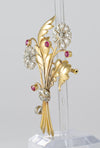 Broche antiguo en oro amarillo 18k con diamantes y amatistas(rosas de Francia)