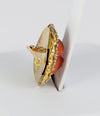 Broche antiguo en oro amarillo 14k y coral rojo