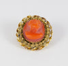 Broche antiguo en oro amarillo 14k y coral rojo