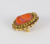Broche antiguo en oro amarillo 14k y coral rojo