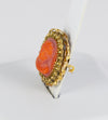 Broche antiguo en oro amarillo 14k y coral rojo