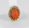 Broche antiguo en oro amarillo 14k y coral rojo