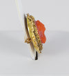 Broche antiguo en oro amarillo 14k y coral rojo