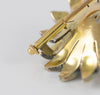 Broche antiguo en oro amarillo 18k y plata con perla y zafiros blancos
