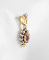 Colgante antiguo en oro amarillo 18k diamantes y granate