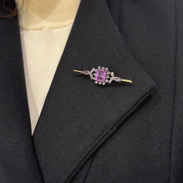 Broche antiguo en oro 18k y plata