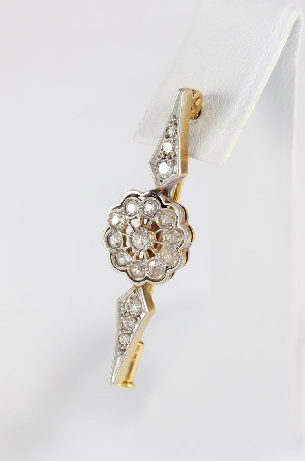 Broche antiguo en oro 18k con brillantes - Mayka Jewels