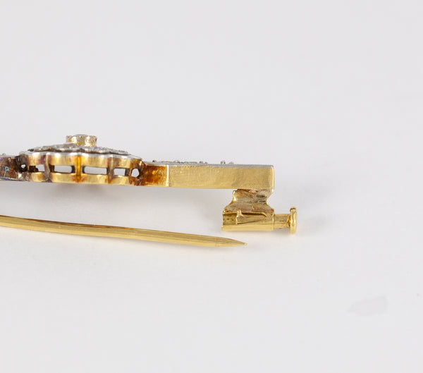 Broche antiguo en oro 18k con brillantes - Mayka Jewels