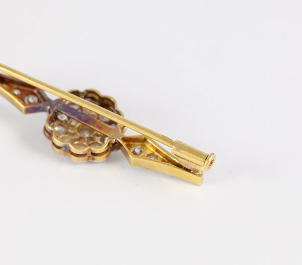 Broche antiguo en oro 18k con brillantes - Mayka Jewels