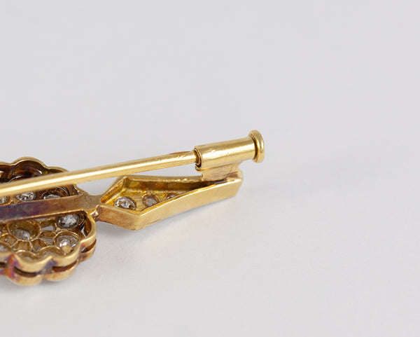 Broche antiguo en oro 18k con brillantes - Mayka Jewels