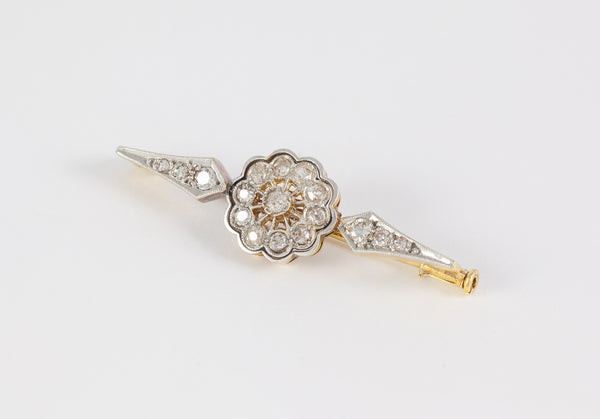 Broche antiguo en oro 18k con brillantes - Mayka Jewels