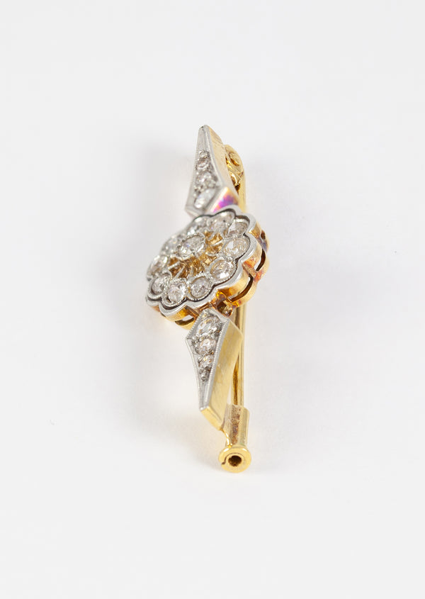 Broche antiguo en oro 18k con brillantes - Mayka Jewels