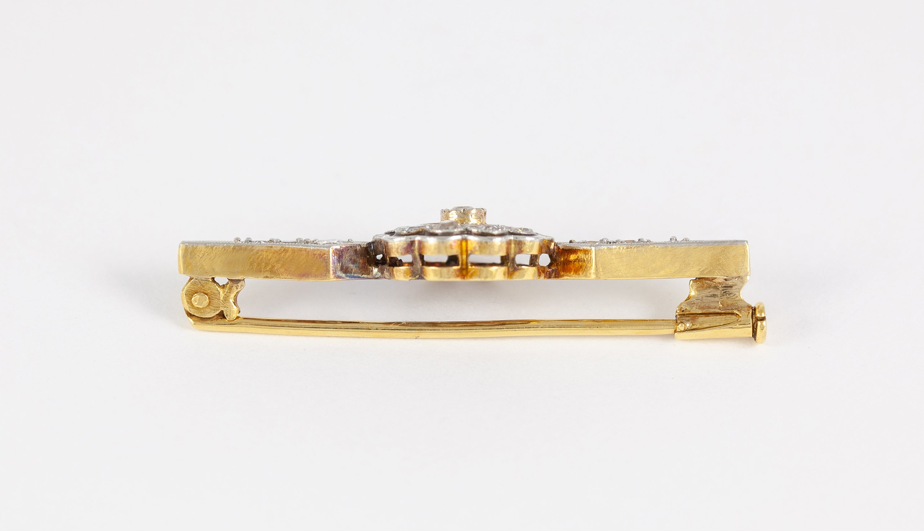 Broche antiguo en oro 18k con brillantes - Mayka Jewels