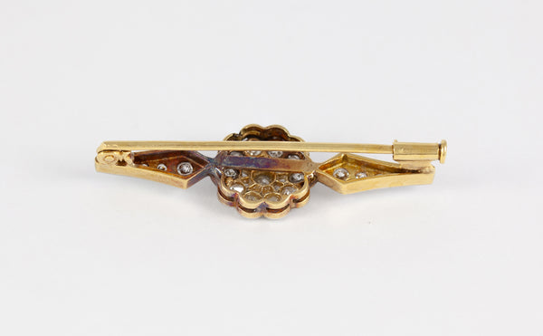 Broche antiguo en oro 18k con brillantes - Mayka Jewels