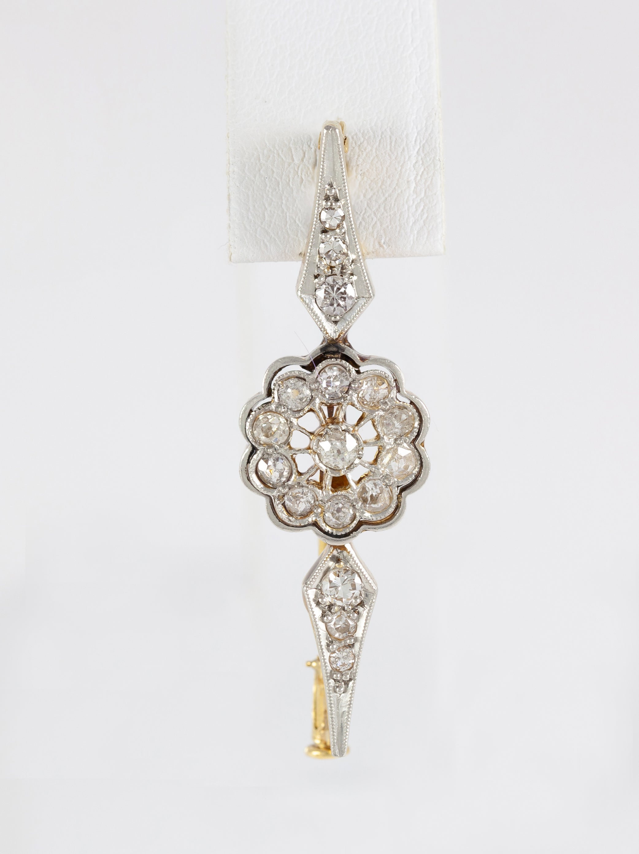 Broche antiguo en oro 18k con brillantes - Mayka Jewels