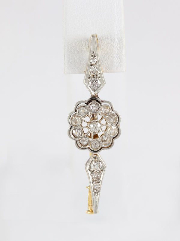 Broche antiguo en oro 18k con brillantes - Mayka Jewels