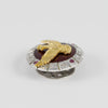 Broche en oro blanco y amarillo 18k con diamantes, rubíes y esmaltado