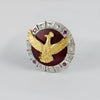 Broche en oro blanco y amarillo 18k con diamantes, rubíes y esmaltado