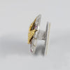 Broche en oro blanco y amarillo 18k con diamantes, rubíes y esmaltado