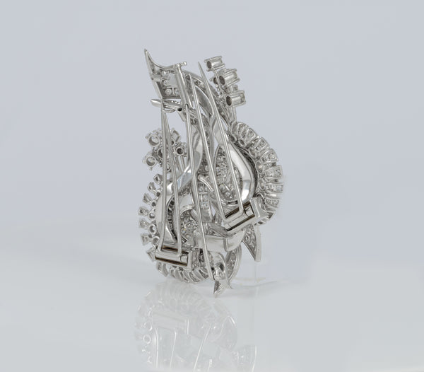 Broche doble en oro blanco 18k con diamantes 10 ct