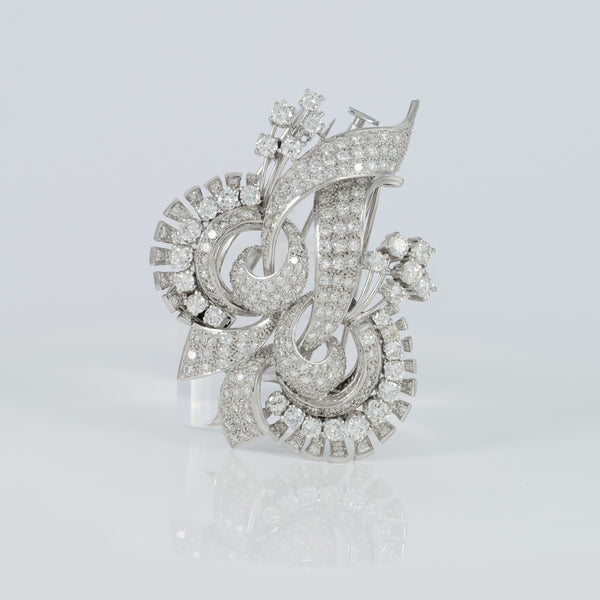 Broche doble en oro blanco 18k con diamantes 10 ct