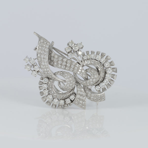 Broche doble en oro blanco 18k con diamantes 10 ct