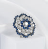 Broche en oro blanco 18k con diamantes 4.56 ct y zafiros 7.84 ct
