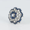 Broche en oro blanco 18k con diamantes 4.56 ct y zafiros 7.84 ct